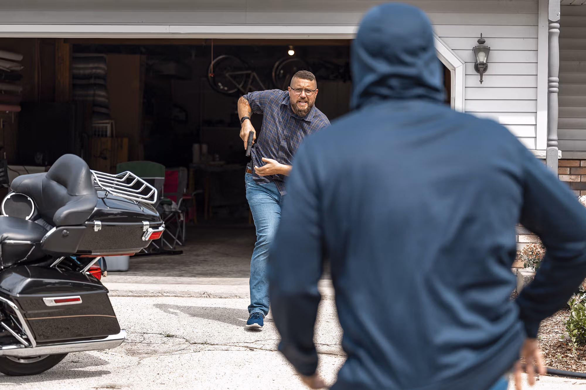 A member training with a firearm at the range