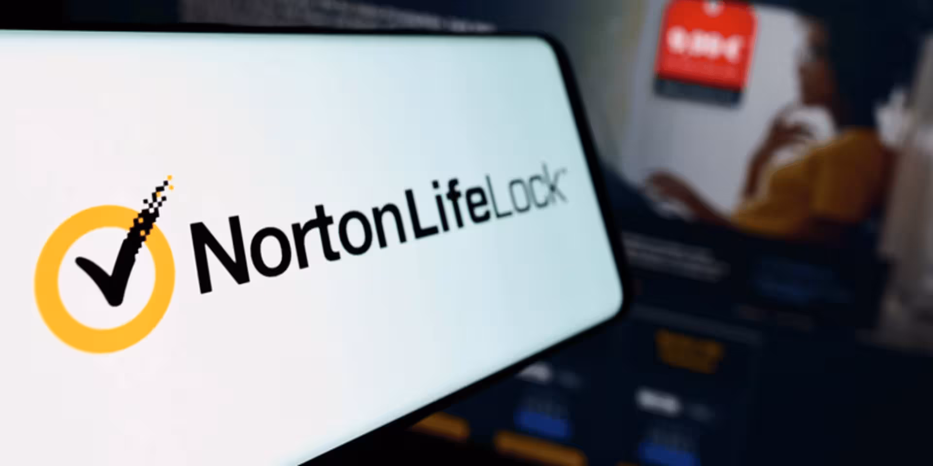 Phone displaying the NortonLifeLock identity theft protection app
