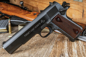 Full-size Colt 1911 Government Model pistol shown as an example of a full-size handgun frame